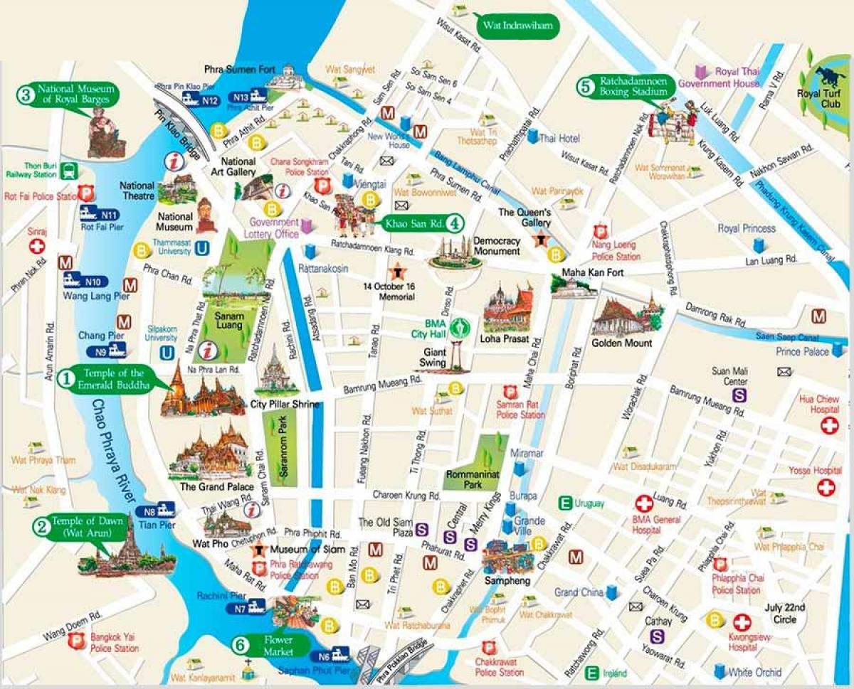 Бангкок места за посету на мапи