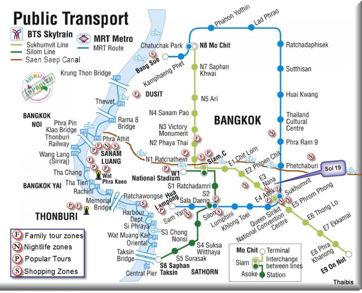 јавни превоз у Бангкоку карта
