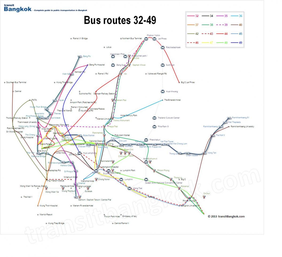 карта аутобуске линије Бангкока