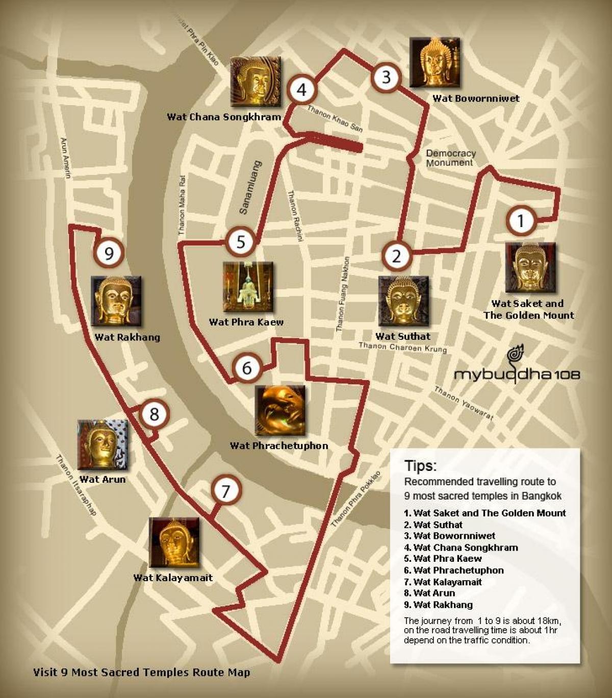карта Бангкока храм турнеју