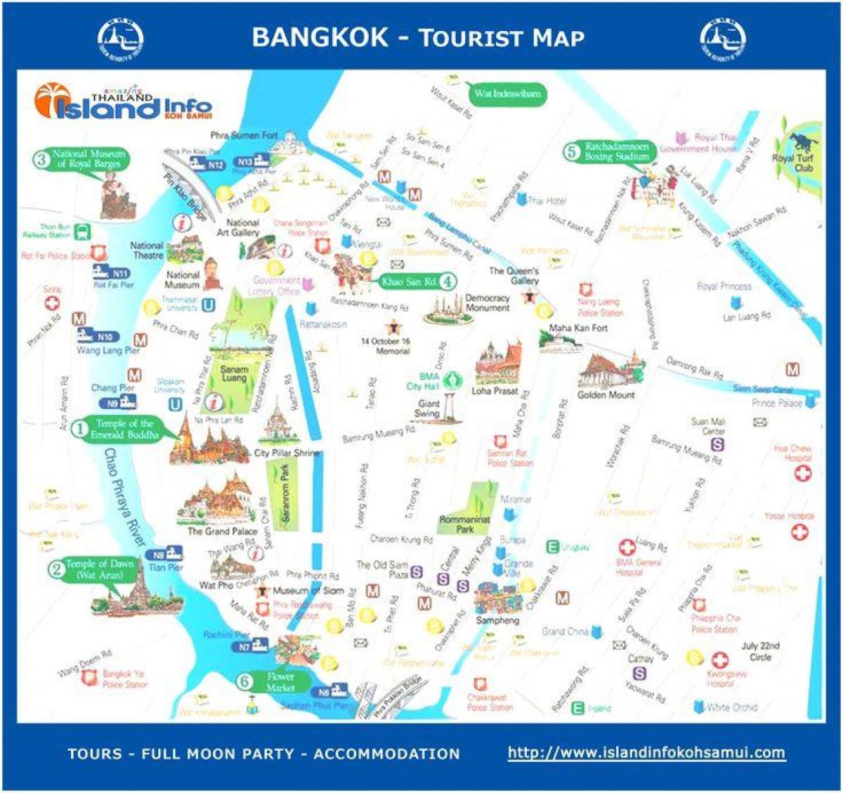 Бангкок, Тајланд туристичка карта