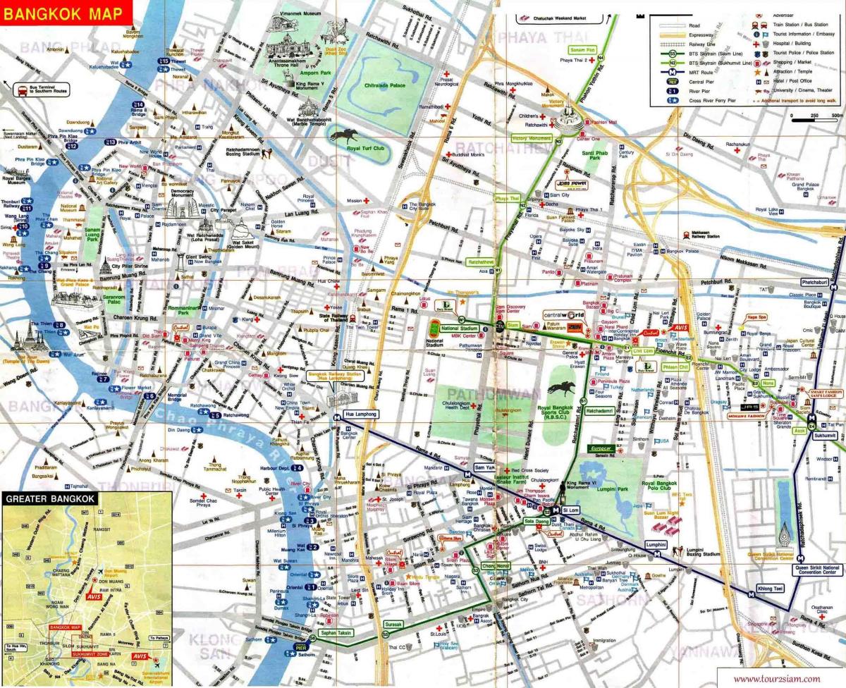 туристичка карта Бангкока на енглеском