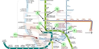 Карта Бангкока БТС картицу са знаменитостима
