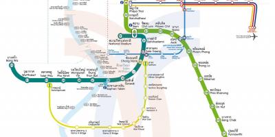 Карта трасе метроа на мапи Бангкока