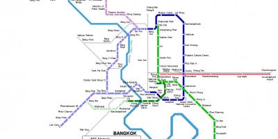 Карта метро у Бангкоку, Тајланд